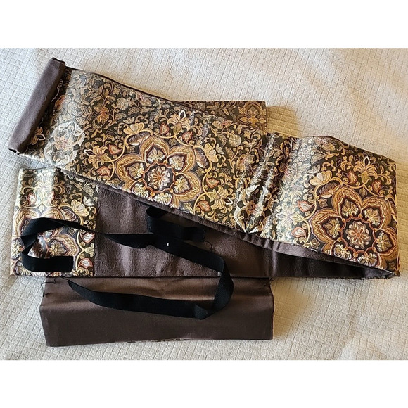 Japanese Metallic Thread and Brocade Silk Nagoya Obi - Gray, Gold, Silver Floral main image 3